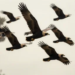 flock of griffen flying through the air, beautiful, story book, stunning composition, soft lighting, artstation, cfg = 4