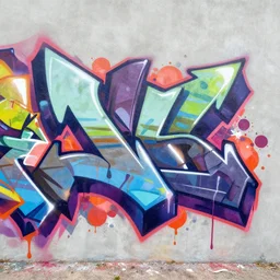 zark wildstyle 3 d graffiti arrows abstract 3 d geometry highlights, paint splatters, drips in the style of daim and peeta