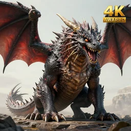 giant spiky dragon, highly detailed, 4 k, hdr, award - winning, octane render, artstation
