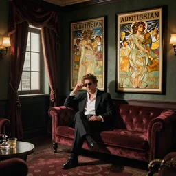 gal godat in a noir hotel room by artgerm, jeffrey catherine jones, alphonse mucha