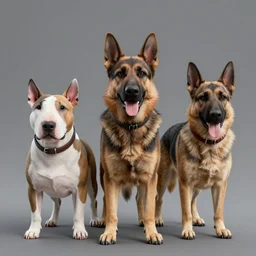 3 d model of a bullterrier and german shepherd mixed breed dog, octane render, raytraced