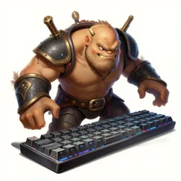dota 2 Pudge catch a keyboard, hyperdetailed. design by charlie bowater