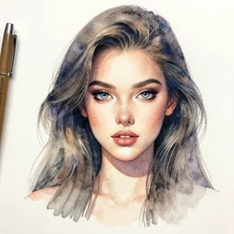 watercolor art on paper, aquarius girl portrait, highly detailed, artstation, masterpiece, award - winning