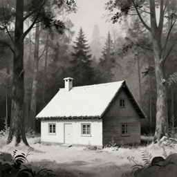 cottage in the forest, art by zdzislaw beksinski