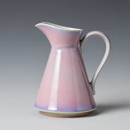 geodesic triangle ceramic pitcher with pink and purple iridescent glaze