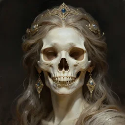 stunning earth goddess of skull portrait, skull, fantasy, intricate, elegant, highly detailed, digital painting, artstation, concept art, smooth, sharp focus, illustration, art by afshar petros and krenz cushart and artem demura and tony sandoval
