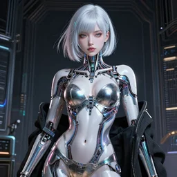 the portrait of an absurdly beautiful, graceful, sophisticated, fashionable cyberpunk gynoid gravure idol, an ultrafine hyperdetailed illustration by kim jung gi, irakli nadar, intricate linework, iridescent wiring, porcelain skin, unreal engine 5 highly rendered, global illumination, radiant light, detailed and intricate environment