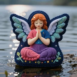 high resolution 4k Angel Blessing Tea Cozy night tea fantasy tea dark and colorful, bright sparkling lights lake, lilly pads night sky, stars, moon, bright flowers bloom crystal lanterns In the art style of Victor Nizovtsev