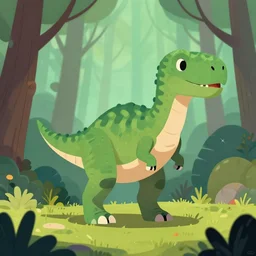 an illustration of a dinosaur k 1 5. 0 0 0 in the woods, trending on artstation, central composition, very cartoon, shape focus, high detailed, by anton fadeev