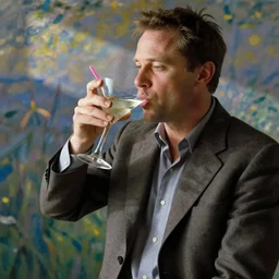 michael c hall drinking martini with pinky up, monet