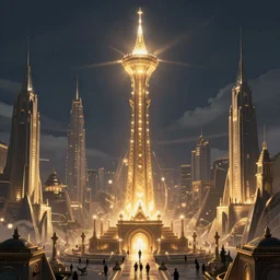 legendary tower of light and magic, fantasy, ultra realistic, highly detailed, elegant, epic landscape, ancient city, atmosphere, artstation, cinematic, art by darwin cellis and liang yao and chenxi kang