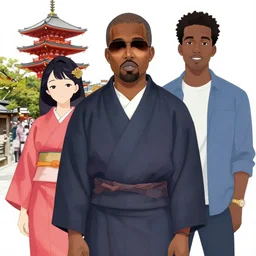 kanye west as a girl in kyoto by inio asano, beeple and james jean, aya takano color style, 4 k, super detailed, night sky, digital art, digital painting, celestial, majestic, colorful