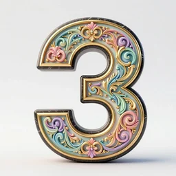 a 3 d render of letter 3 d letter c, the style of rococo, calligraphy, intricate details, ancient swirls, pastel colors, colorful, octane render, digital painting, hyperdetails, hand carved, unreal engine, engraving, letter design letter c, type design letter c, featured behance type design letter c, gold wire and black marble