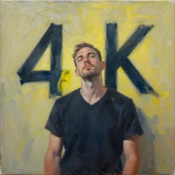 a man dreaming about how great he is, 4 k, painting