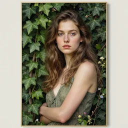 stylized portrait of an artistic pose, composition, young lady sorrounded by nature, ivy's, flowers, realistic shaded, fine details, realistic shaded lighting poster by ilya kuvshinov, magali villeneuve, artgerm, jeremy lipkin and michael garmash and rob rey