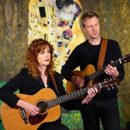 Anne Erin Clark playing guitar by Kent Williams and Gustav Klimt