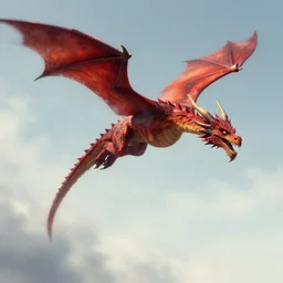 concept art of a red dragon flying in the sky, by wayne reynolds, by seb mckinnon