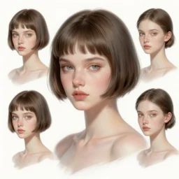 digital character concept art of very beautiful 1 9 2 0 s goddess of desire and dreams, character sheet, short hair, headshot, hyper realistic, sallow pale skin, dark golden hair, red eyes, 4 k, rule of thirds, extreme detail, detailed drawing, trending artstation, hd, fantasy, d & d, realistic lighting, by alphonse mucha, greg rutkowski, sharp focus, backlit, elegant.
