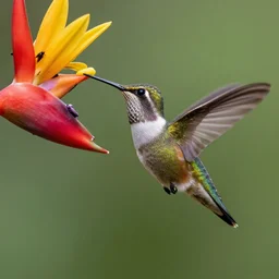 ruby throated hummingbird sipping nectar from a tropical flower, national geographic award winning nature photography, macro lens, iso 2 0 0, 1 / 2 0 0 0 sec, f / 2 0, 1 8 0 mm focal length