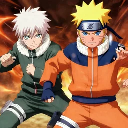 Naruto fighting Ken Kaneki, anime, highly detailed.