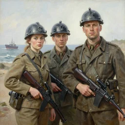 the normandy landings, d - day, 1 9 4 5, highly detailed, painting by jessica rossier and ivan shishkin