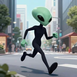 an alien from andromeda running on the streets of tokyo, concept art, trending on artstation, wlop, ross draws, digital painting, mixed media, intricate details,