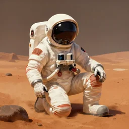 dead astronaut on mars, digital painting by victo ngai, greg rutkowski, trending on artstation