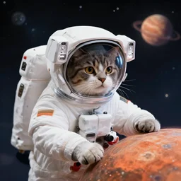 cat astronaut explores strange planet