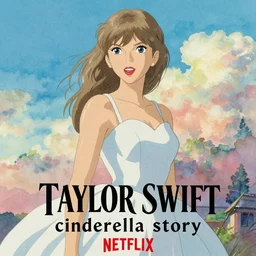 title poster for taylor swift's cinderella story as a modern original anime series on netflix, sharp focus, smooth, key anime visual, trending on artstation, very detailed, studio ghibli, watercolor anime background