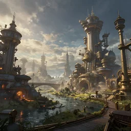 panoramic steampunk landscape concept art dynamic illumination n 4
