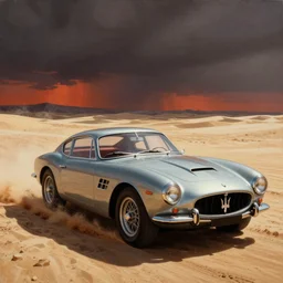 alphonse mucha painting, maserati tipo 1 5 1, dune, blade runner 2 0 4 9, cinematic 1 6 mm film, moebius and ralph mcquarrie film still, retro