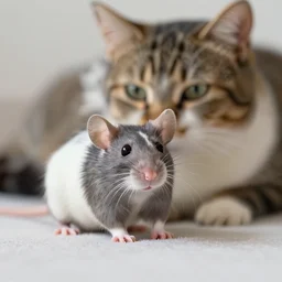 a cross between a mouse and a cat, photography, f / 1 6, 2 2 mm lens, soft lighting