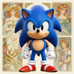 realistic detailed portrait of Sonic the Hedgehog by Mark Brooks, Amano, Alphonse Mucha, Beeple, greg rutkowski, wlop, Jeffery Smith, Art Nouveau, Neo-Gothic, gothic