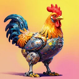 “portrait of a giant mechanical chicken robot, intricate artwork by Tooth Wu and wlop and Beeple. vibrant colors”