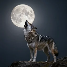 a wolf howling at the moon