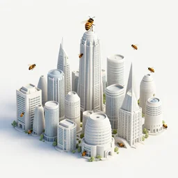 a _ colony _ of _ insect _ civilizations _ buildings _ resembling _ bee, low density