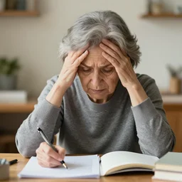 grandma studying for a test looking overwhelmed shutterstock