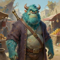 a beautiful portrait painting of an aaahh!!! real monsters merchant in an outdoor aaahh!!! real monsters bazaar by james gurney | unreal engine :. 3