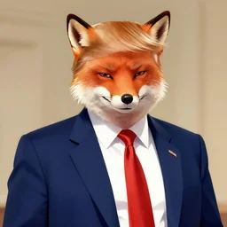 an illustration of donald trump as fox furry