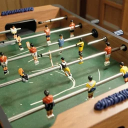 a photo general of table football soccer, vintage, realistic