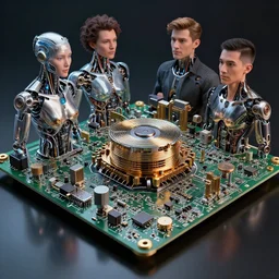 hyper realistic ultra detailed cybernetic symbiosis computer motherboards and babbage difference engine, by sparth and beeple and lee madgwick and tyler edlin, refraction, reflection