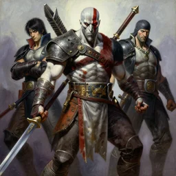 kratos, painting by gaston bussiere, katsuya terada, frank frazetta, tom of finland, trending on artstation
