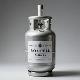 A award winning photo of glass vodka bottle in the style of a propane cylinder, studio lighting