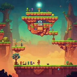 beautiful screenshot of a magical 3 d platformer level design, sidescrolling, 2 d, orthographic, badlands, ori and the blind forest, cotw, trine 3, high quality, unreal 5, pinterest