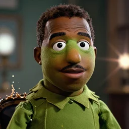 kanye west muppet muppet in gears of war, splash art, movie still, detailed face, photorealistic facial features, cinematic lighting, dramatic, octane render, long lens, shallow depth of field, bokeh, anamorphic lens flare, 8 k, hyper detailed, 3 5 mm film grain