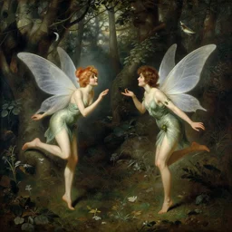 2 attractive male fairies in the forest frolicking. highly detailed painting by gaston bussiere, craig mullins, j. c. leyendecker, 8 k