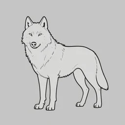 professional digital art of a full-body outline of a wolf, very simple, proportional, centered, no color, high quality, HD, 8K,