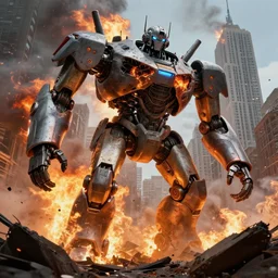 movie poster of chicago destroyed by giant robots, fire, smoke columns, debris, ashes, collapsing, hyperdetailed, artstation, cgsociety, 8 k
