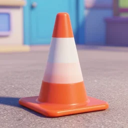 orange traffic cone character in the style of pixar