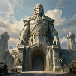 statue of giant man guarding entrance to harbor, game of thrones, volumetric lighting, fantasy artwork, very beautiful scenery, very realistic painting effect, hd, hdr, cinematic 4 k wallpaper, 8 k, ultra detailed, high resolution, artstation
